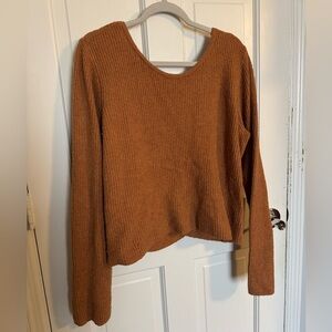 Cross-back Burnt Orange Knit Sweater